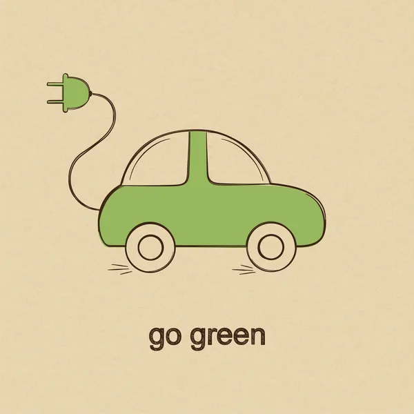 Eco amigável carro doodle desenho — Vetor de Stock