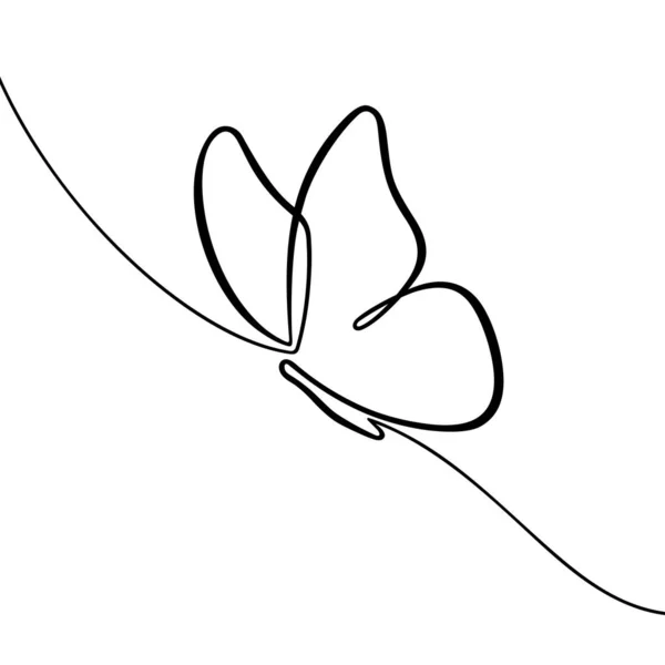 Butterfly Drawing One Continuous Line — Stock Vector