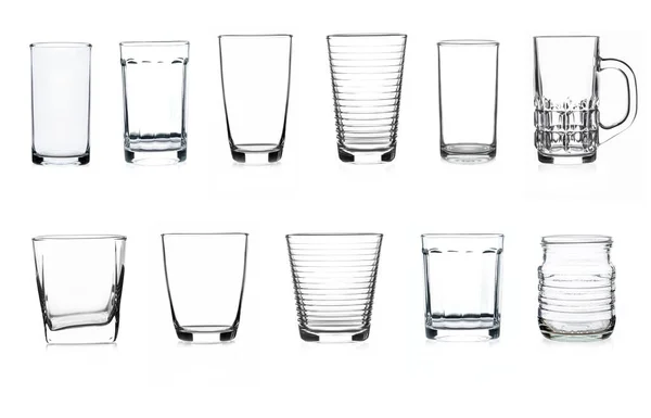 Set Empty Glass Isolated White Background — Stock Photo, Image