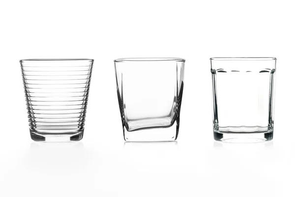 Ensemble Verre Formes Différentes Isolé Sur Fond Blanc — Photo