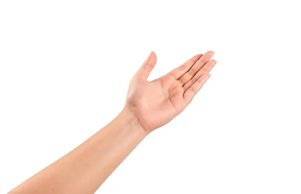 Kobieta Ręka Gestykulując Izolowane Białym Tle — Zdjęcie stockowe