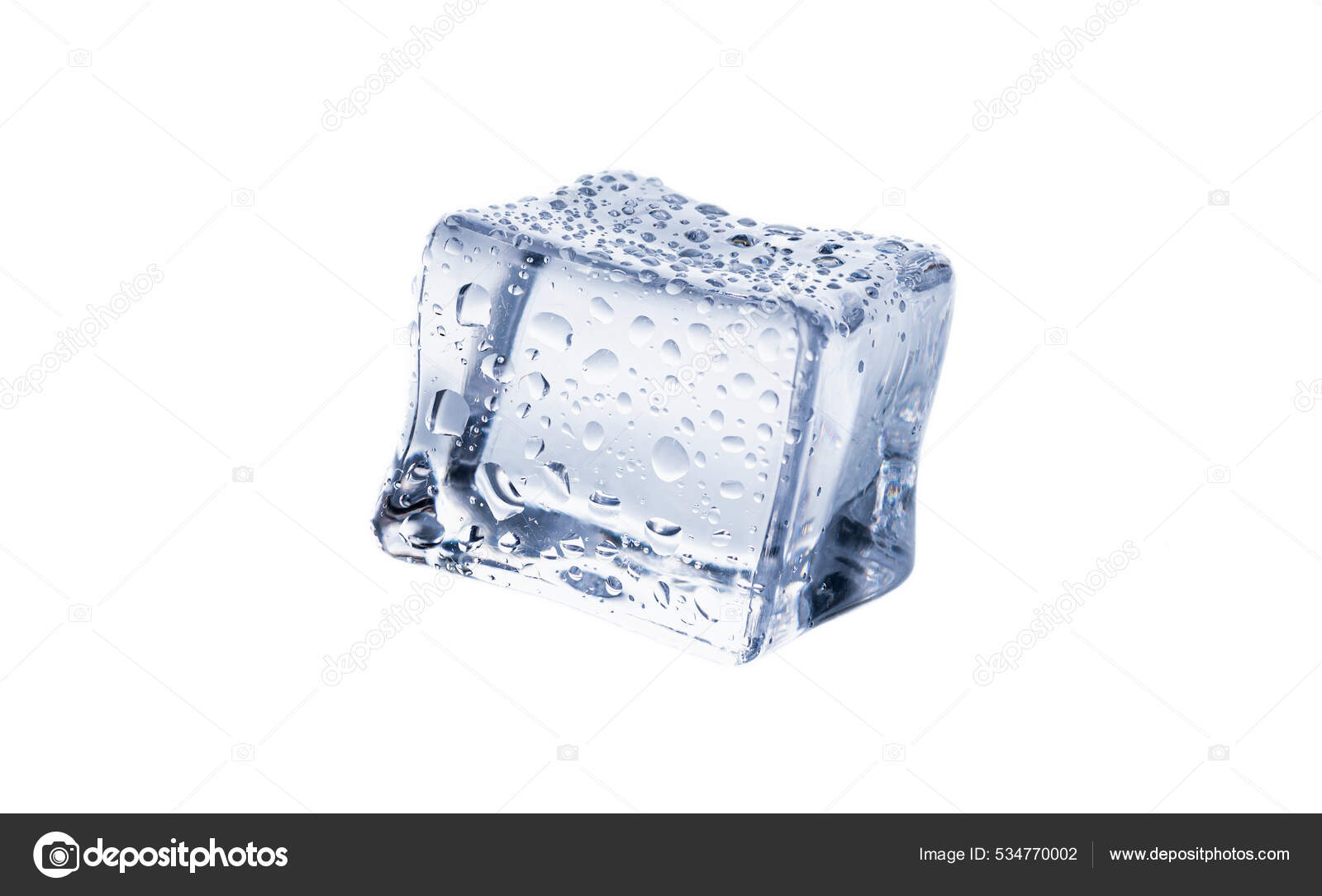 Fake Ice Cube Dripping Water Isolated White Background Stock Photo by