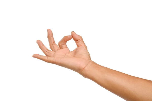 Hombre Mano Gestos Aislados Sobre Fondo Blanco — Foto de Stock