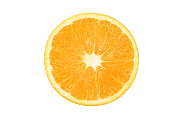 Close Slice Oranje Geïsoleerd Witte Achtergrond — Stockfoto