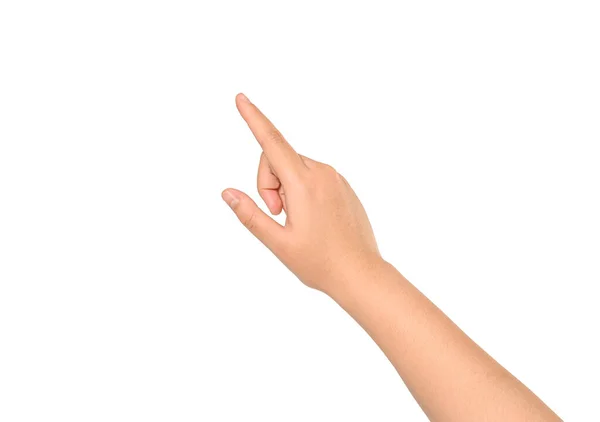 Vrouw Hand Gebaren Geïsoleerd Witte Achtergrond — Stockfoto