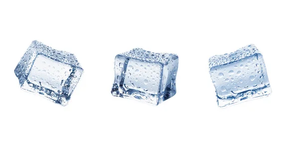 Set Fake Ice Cube Dripping Water Isolated White Background — Stock Photo, Image