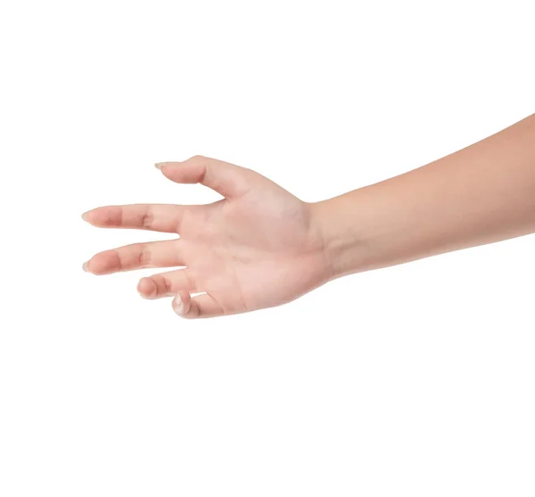 Vrouw Hand Gebaren Geïsoleerd Witte Achtergrond — Stockfoto