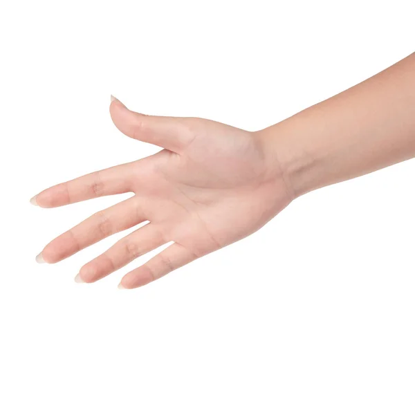Vrouw Hand Gebaren Geïsoleerd Witte Achtergrond — Stockfoto