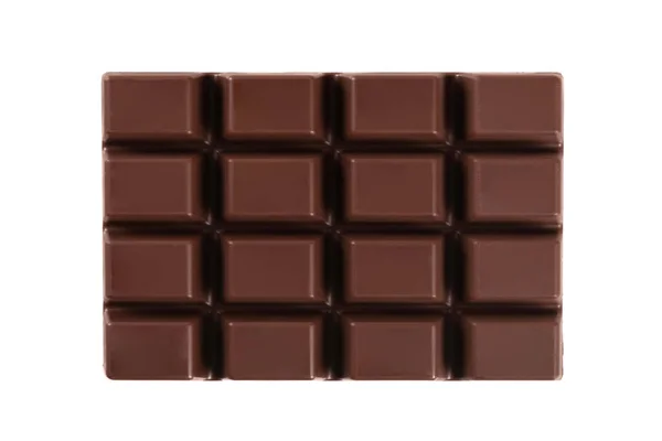 Vista Superior Barra Chocolate Negro Aislado Sobre Fondo Blanco — Foto de Stock