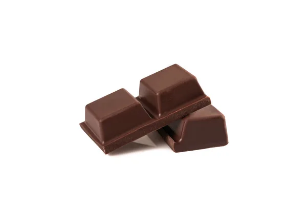 Pedazo Barra Chocolate Negro Aislado Sobre Fondo Blanco — Foto de Stock