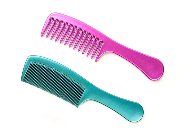 Top View Plastic Hair Comb Isolated White Background — Stock Photo, Image