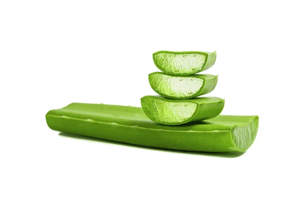 Close Slice Fresh Aloe Vera Isolated White Background — Stock Photo, Image