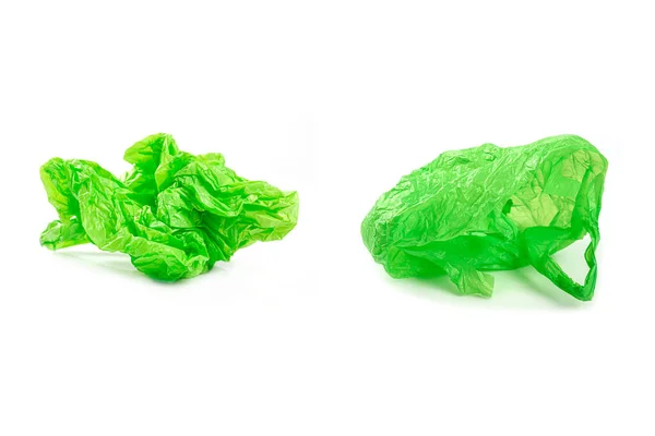 Yeşil Plastik Torba Beyaz Arkaplanda Izole — Stok fotoğraf