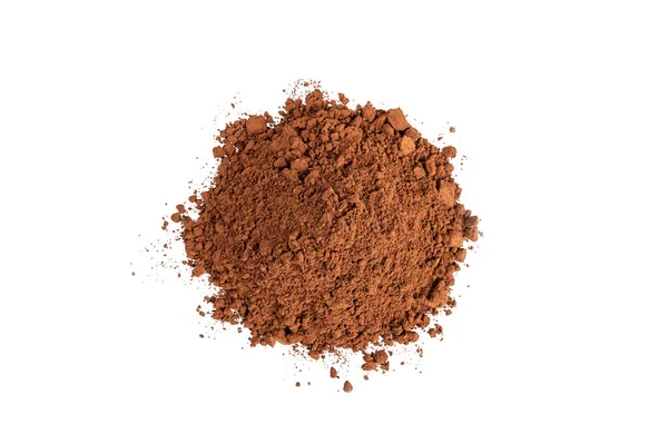 Vista Superior Cacao Polvo Aislado Sobre Fondo Blanco — Foto de Stock
