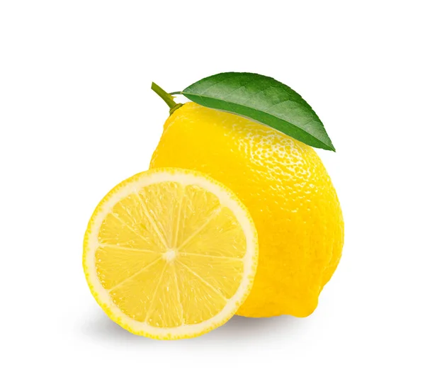 新鲜柠檬片 白色底色分离 — 图库照片