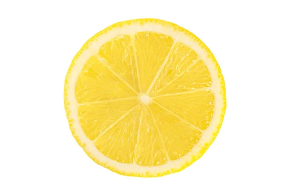 Ovanifrån Skiva Bit Färsk Citron Citrus Frukt Isolerad Vit Bakgrund — Stockfoto