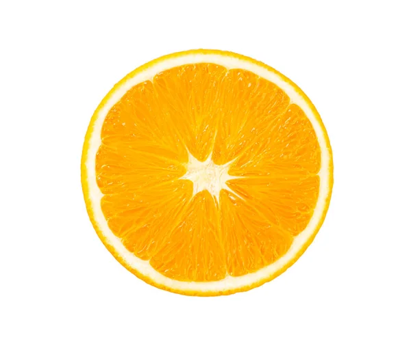 Ovanifrån Skiva Bit Färsk Apelsin Citrusfrukt Isolerad Vit Bakgrund — Stockfoto
