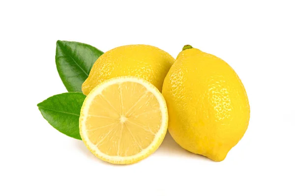 Citron Frais Avec Tranche Isolée Sur Fond Blanc — Photo