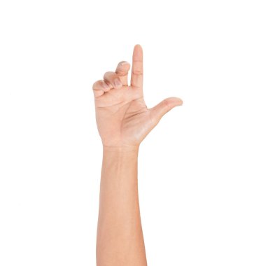 Beyaz arkaplanda el kol hareketi izole edildi.