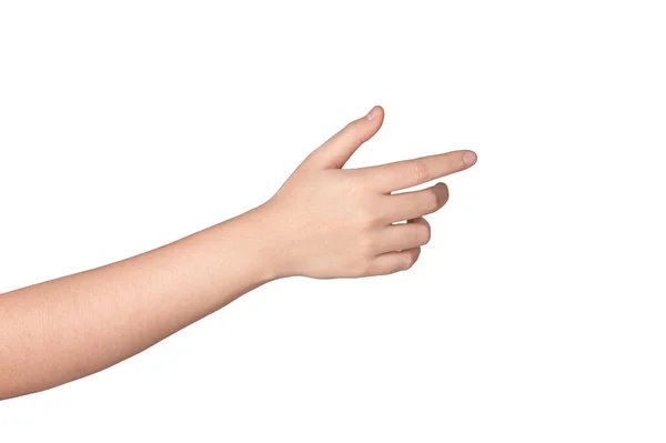 Mulher Mão Gestual Isolado Fundo Branco — Fotografia de Stock