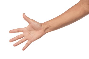 Erkek el hareketleri beyaz arkaplanda izole.