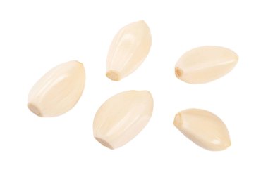 Beyaz arka plan üzerinde izole dis sarimsak kümesi