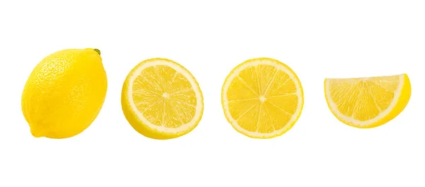 Sada Čerstvého Citronu Izolované Bílém Pozadí — Stock fotografie