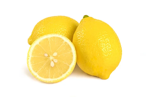 新鲜柠檬片 白色底色分离 — 图库照片