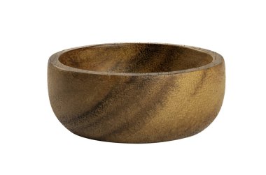 Boş ahşap kase beyaz arkaplanda izole