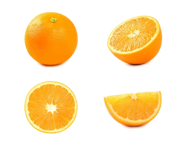 Set Fresh Orange Citrus Fruit Isolated White Background — Stock Photo, Image