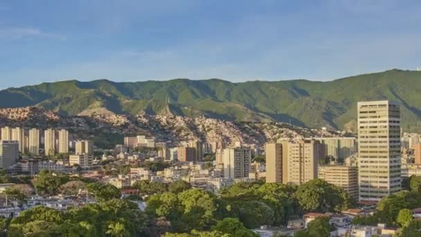 Panorâmica Timelapse Caracas Vista Nascer Sol Com Nuvens Humboldt Hotel — Vídeo de Stock