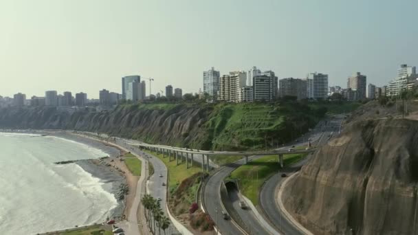 Légi Kilátás Armendariz Lefelé Miraflores Város Costa Verde Zátony Lima — Stock videók