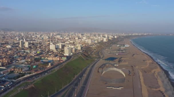 Drone Vista Superior Costa Verde San Miguel Lima Perú Panorámica — Vídeos de Stock