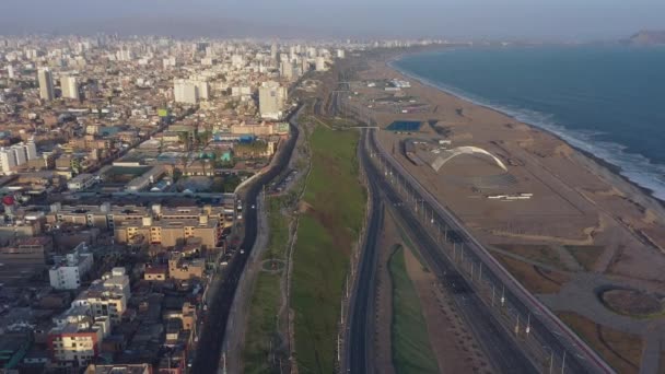 Drone Vista Superior Costa Verde San Miguel Lima Peru Panorâmica — Vídeo de Stock