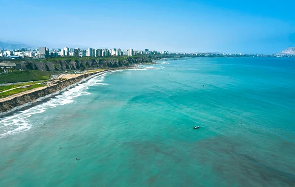 Vista Panorámica Embarcaciones Pesqueras Tradicionales Bahía Lima Perú — Foto de Stock