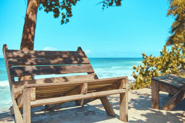 Relaxation space - chill area for surfers in front of the sea, recycled pallet chairs, Los Caracas, La Guaira Venezuela.