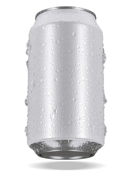 Lata Aluminio Para Refrescos Cerveza Delante Arriba Abajo Realista Maqueta —  Fotos de Stock