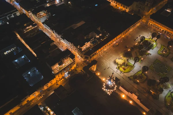 Вид Повітря Головну Площу Собор Арекіпи Вулканом Місті Фоном — стокове фото