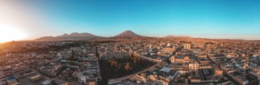 Ultra wide Panoramic view of the volcanoes of Arequipa, Peru.