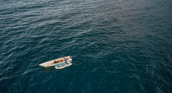Aerial View Traditional Fishing Boat Caraballeda Crystal Clear Turquoise Sea — Fotografia de Stock