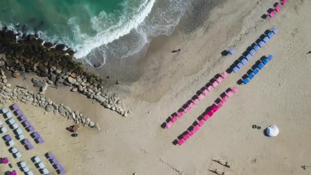 Aerial View Picturesque Public Beach Turquoise Water Los Corales Guaira — стокове відео