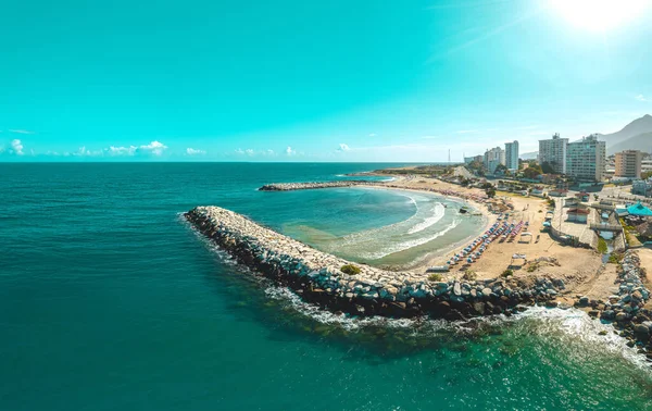 Caribbean Public Beach Los Corales Vargas Venezuela Aerial View — Foto de Stock