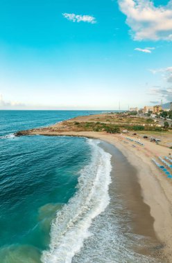 Caribbean public beach - Los Corales - Vargas, Venezuela. Aerial View.