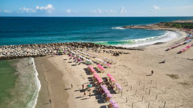 Caribbean public beach - Los Corales - Vargas, Venezuela. Aerial View.