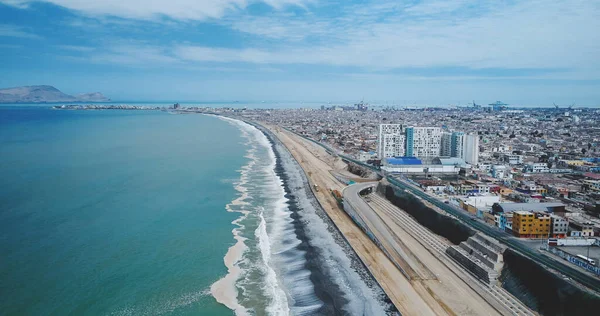 Lima Perú Octubre 2022 Vista Aérea Construcción Carretera Costa Verde — Foto de Stock