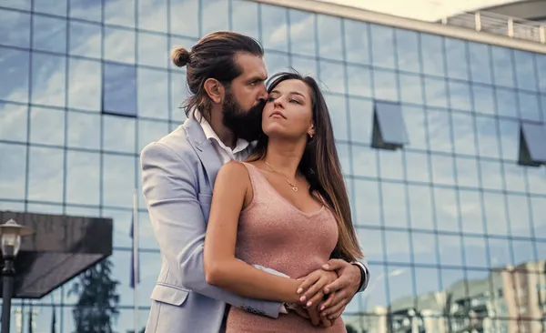 Couple in love of man and woman outdoor, relations — Stock Photo, Image