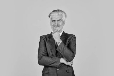 Sarışın, sakallı bir hippi. Profesyonel işletme müdürü. Zarif adam şık bir kostüm. Yetişkin bir iş adamı karar veriyor. Mutlu ve konsantre olmuş patron. Resmi takım elbiseli sakallı CEO.