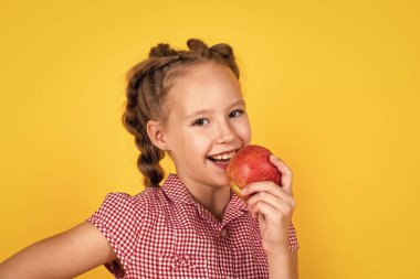 Sonbahar hasadından toplanan vitamin dolu elmalarla dolu mutlu ergen çocuk, diyet.