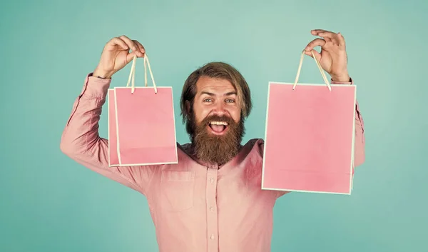 Érett brutális hipster bevásárló táska ing, flash eladó — Stock Fotó