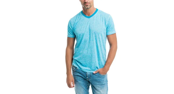 Cropped guy fashion model in casual style clothes, fashion — Stockfoto